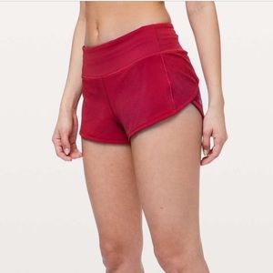 Red Lululemon Speed Up Shorts